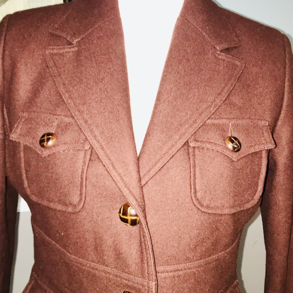 Zara Basic Cranberry Brown Wool Blend Jacket - image 5